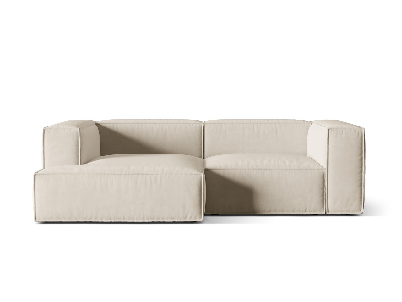 Coltar modular stanga 3 locuri, Nuria-88, Micadoni Home, 252x147x72 cm, catifea, bej Colțare